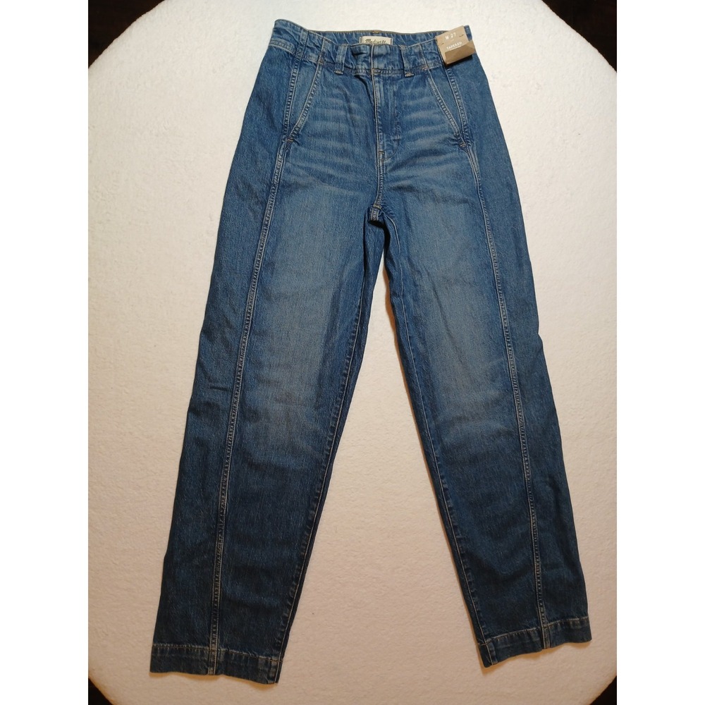 Madewell Tapered Denim Trousers High Rise Seamed Jeans Blue Women's Size 27